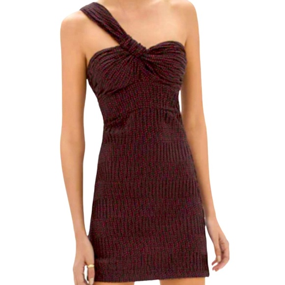 Alexis Luska Asymmetrical One Shoulder Black & Red Heart Print Mini Dress - Sz M - Picture 3 of 13